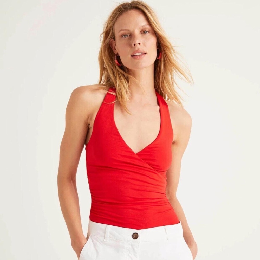 BODEN | Red Stretch Tess Jersey Knit Pullover Halter Top‎ Sz. 10